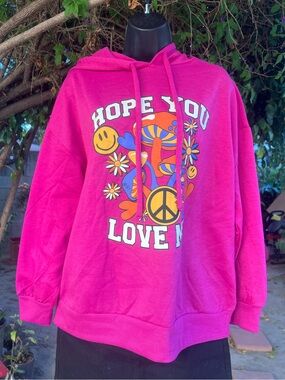 Almost Famous Hot Pink Graphic Pullover Hoodie